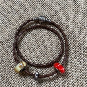 Pandora Jewelry - ✨ sale✨Pandora leather bracelet with charms Pandora Jewelry - ✨ sale✨Pandora leather bracelet with charms